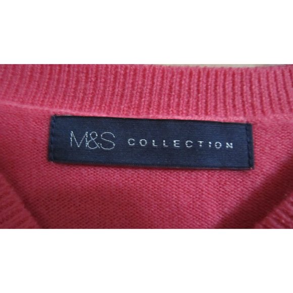 M&S Collection Medium Pink Cashmillion Side Split Crew Jumper Sweater - Picture 3 of 4